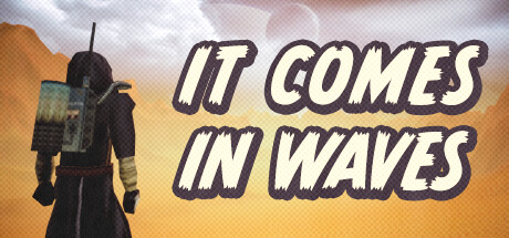 Steam header image of 'It Comes In Waves' showing the protagonist in a desert.